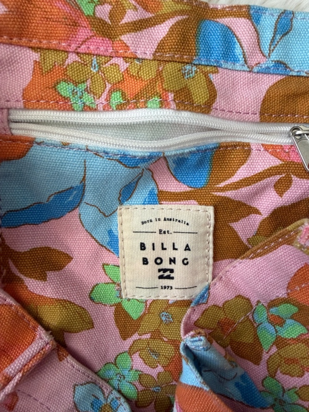 Billabong Pink Floral Canvas Tote Bag - Picture 5 of 5